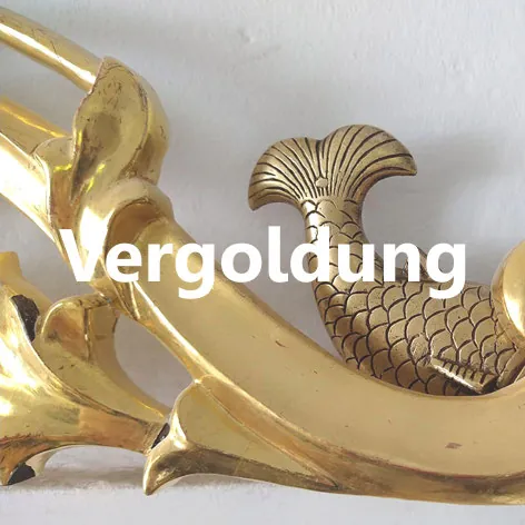 Detail einer Vergoldung mit Blattgold bei ORO FINO